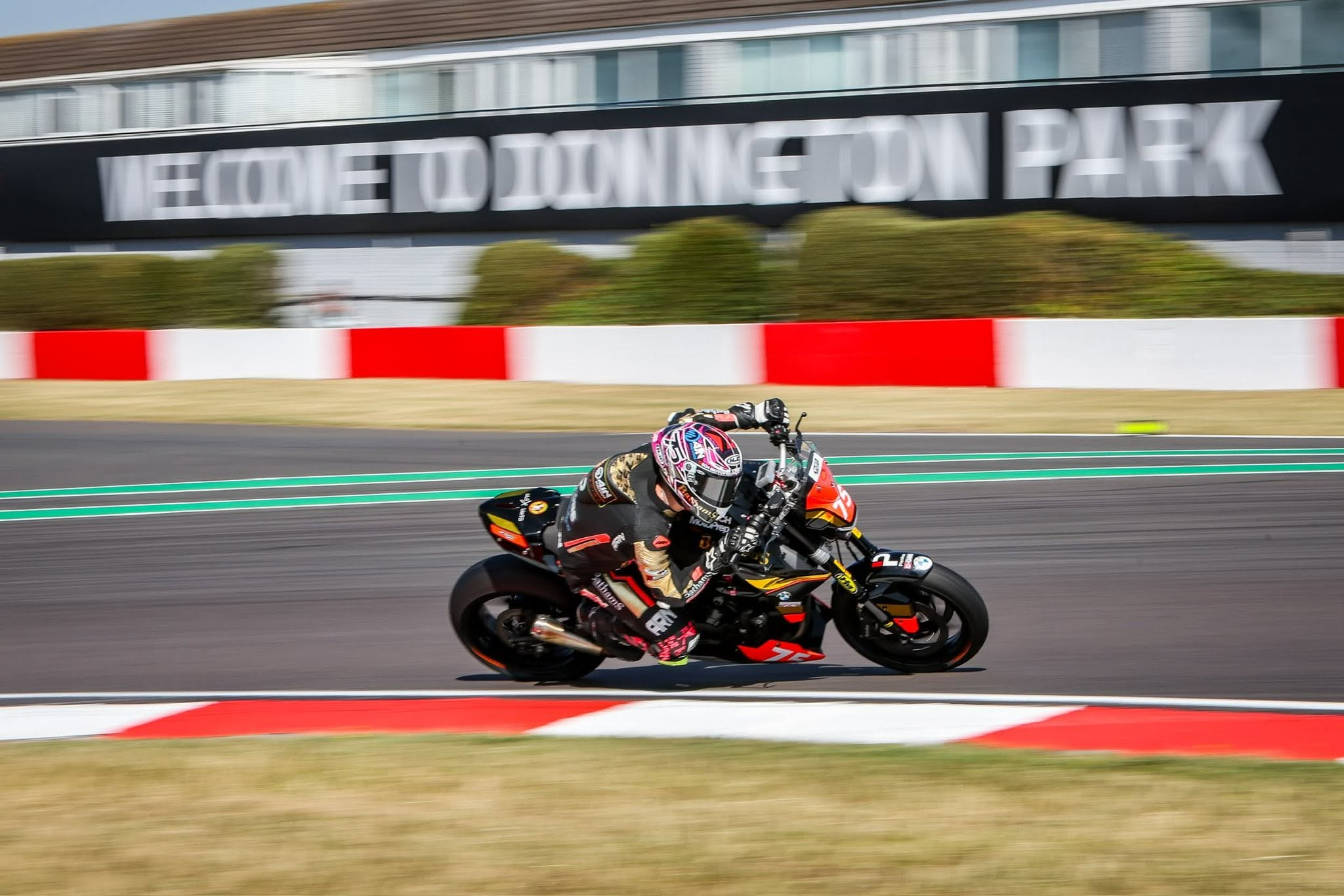 Christian Smith riding number 75 on the BMW F 900 R at Donington Park