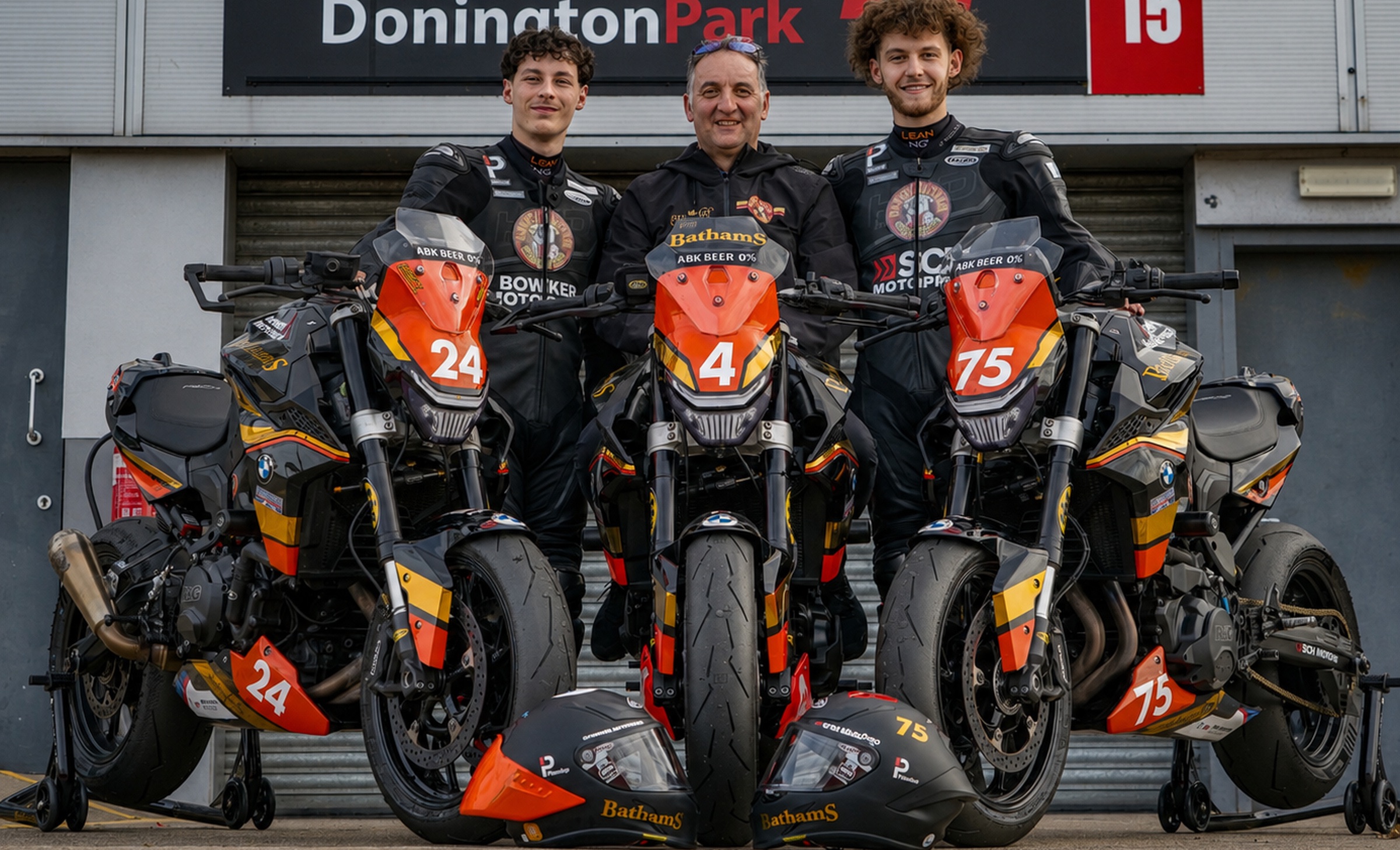 Smith Twins with their race bikes at Donington Park